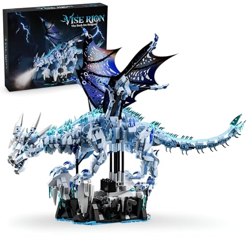 JVAVNE Der dunkle Eisdrache Bausteine, 1646 Teile Drache Klemmbausteine, STEM Tiere Modell Bausatz Spielzeug, Halloween Weihnachts Geschenk für Erwachsene und Kinder von JVAVNE