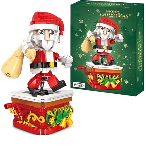 JVAVNE Drehbarer Weihnachtsmann Bausteine, Weihnachts Klemmbausteine, Weihnachts Architektur Bausatz Modell Spielzeug, Geschenke für Kinder und Erwachsene, 404 Teile von JVAVNE