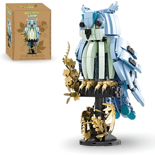 JVAVNE Eule Bausteine Spielzeug Set, Kreative Eulen Schreibtischlampe Bausteine, Eule Klemmbausteine Kit, Magische Tier Bausatz Spielzeug, Geschenke für Erwachsene und Kinder, 545 Teile von JVAVNE