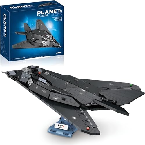 JVAVNE F-117A Kampfjet Bausteine Set, 1375 Teile Militär Flugzeug Klemmbausteine, Kampf Flugzeug Spielzeug Bausatz, Geschenk für Jugendliche und Erwachsene von JVAVNE