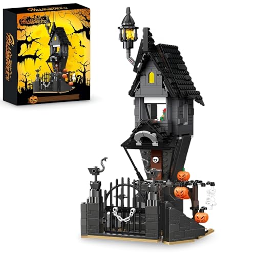 JVAVNE Halloween Geisterhaus Bausteine, 564 Teile Geisterhaus Klemmbausteine, Halloween Architektur Modell Bausatz Spielzeug, Geschenke für Erwachsene und Kinder von JVAVNE