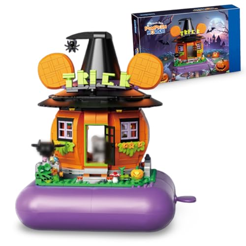 JVAVNE Halloween Magisches Kürbishaus Bausteine, Magisches Kürbishaus Klemmbausteine, Halloween Weihnachts Kürbishaus Party Modell Bausatz Geschenk, Geschenk für Erwachsene und Kinder, 1300 Teile von JVAVNE
