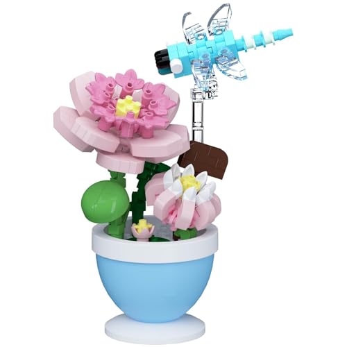 JVAVNE Insekten Blumen Bausteine, 253 Teile Mini Insekten Bonsai Klemmbausteine, Kreatives DIY Insekten Topfpflanzen Bausatz Modell Spielzeug, Geschenk für Erwachsene und Mädchen von JVAVNE