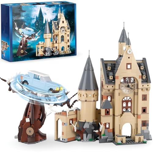 JVAVNE Magisches Schloss Uhrturm Bausteine, 1305 Teile Mikro Magisches Schloss Uhrturm Klemmbausteine, STEM Mini Architektur Modell Bausatz Spielzeug, Geschenke für Filmfans und Erwachsene von JVAVNE