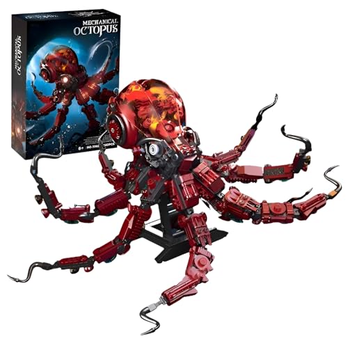 JVAVNE Mechanisches Oktopus Bausteine Set, 882 Teile Oktopus Klemmbausteine Spielzeug, STEM Maschinenbau Meerestiere Sammlung Modell Bausatz, Geschenke für Erwachsene und Kinder von JVAVNE