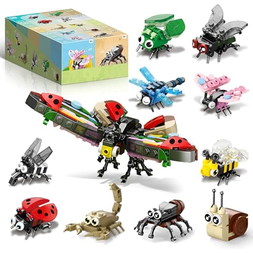 JVAVNE Mini Tiere Insekten Bausteine Spielzeug, 318 Teile 10 in 1 Schmetterlings Klemmbausteine Set, STEM Insekten Modell Bausatz, Geschenke für Erwachsene und Kinder JVAVNE Mini Tiere Insekten Bausteine Spielzeug, 318 Teile 10 in 1 Schmetterlings Klemmbausteine Set, STEM Insekten Modell Bausatz, Geschenke für Erwachsene und Kinder von JVAVNE