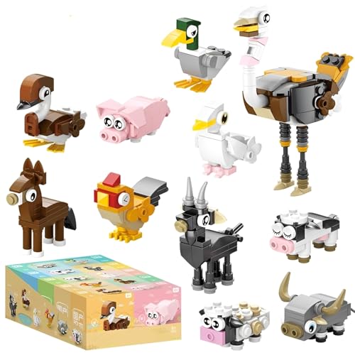 JVAVNE Mini Tiere VögelBausteine Spielzeug, 335 Teile 10 in 1 Strauß Klemmbausteine Set, STEM Tier Modell Bausatz, Geschenke für Erwachsene und Kinder von JVAVNE