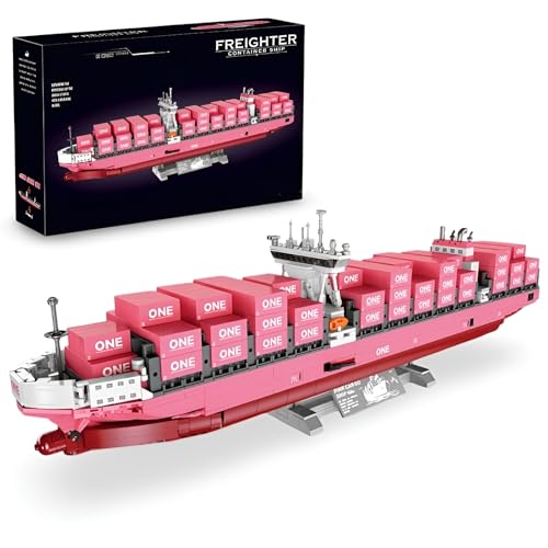 JVAVNE ONE Containerschiff Bausteine, 1446 Teile Frachter Modell Klemmbausteine, Kreatives Rosa Frachtschiff Bausatz Spielzeug, Geschenk für Erwachsene und Kinder JVAVNE ONE Containerschiff Bausteine, 1446 Teile Frachter Modell Klemmbausteine, Kreatives Rosa Frachtschiff Bausatz Spielzeug, Geschenk für Erwachsene und Kinder von JVAVNE