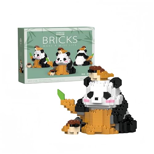 JVAVNE Panda mit Vögeln Mini Bausteine Set, 430 Teile Panda Niedliche Tiere Klemmbausteine Modell Kit, Panda Mikro Spielzeug Set Bausatz Kreative Dekor Geschenkidee für Erwachsene Kinder von JVAVNE