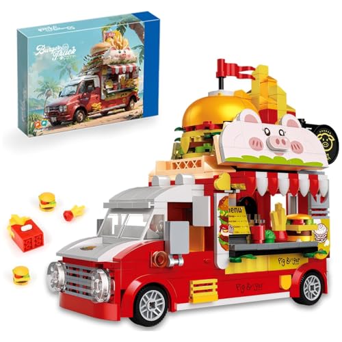 JVAVNE Piggy Burger Truck Bausteine, 566 Teile Piggy Burger Auto Klemmbausteine, Kreatives Fast Food Truck Rollenspie Spielzeug Modell Bausatz, Geschenke für Kinder und Erwachsene JVAVNE Piggy Burger Truck Bausteine, 566 Teile Piggy Burger Auto Klemmbausteine, Kreatives Fast Food Truck Rollenspie Spielzeug Modell Bausatz, Geschenke für Kinder und Erwachsene von JVAVNE