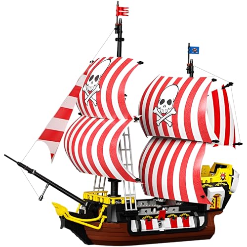JVAVNE Piratenschiff Bausteine, 1036 Teile Mini Blackbeard Piratenschiff Klemmbausteine Set, Segelschiff Modell Bausatz Spielzeug, Geschenk für Erwachsene und Jugendliche von JVAVNE