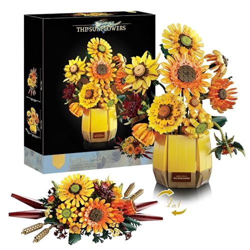 JVAVNE Sonnenblumenstrauß Bausteine, 2 in 1 Blumenstrauß Klemmbausteine Modell Spielzeug, Kunstblumen Pflanzen Bausatz Haus Büro Deko, Geschenk für Frauen Mädchen, 1328 Teile JVAVNE Sonnenblumenstrauß Bausteine, 2 in 1 Blumenstrauß Klemmbausteine Modell Spielzeug, Kunstblumen Pflanzen Bausatz Haus Büro Deko, Geschenk für Frauen Mädchen, 1328 Teile von JVAVNE