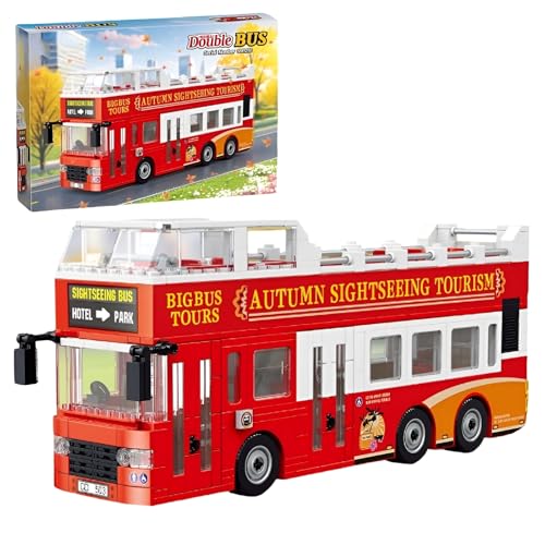 JVAVNE Stadt Bus Bausteine Bausatz, 627 Teile Touristen Bus Klemmbausteine, STEM Fahrzeuge Bricks Modell Spielzeug, Geschenk für Erwachsene Teenager (991016) von JVAVNE