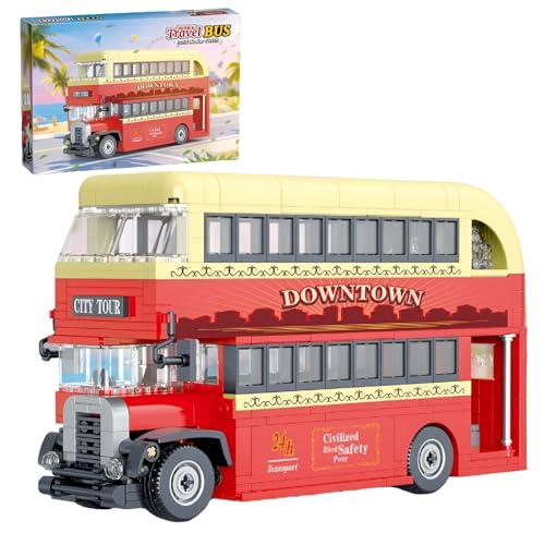 JVAVNE Stadt Bus Bausteine Bausatz, 642 Teile Touristen Bus Klemmbausteine, STEM Fahrzeuge Bricks Modell Spielzeug, Geschenk für Erwachsene Teenager (991015) von JVAVNE