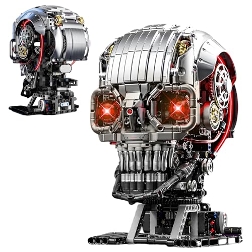 JVAVNE Technick Totenkopf Bausteine, 1099 Teile STEM Mechanisches Skelett Klemmbausteine Kit, Schädel Modell Spielzeug, Geschenk für Erwachsene und Science Fiction Fans (13089) von JVAVNE
