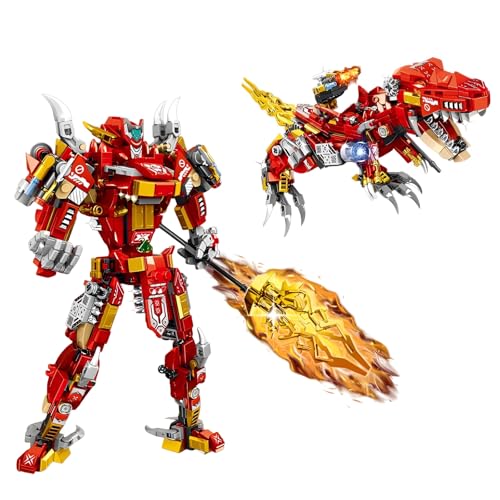 JVAVNE Technik Dinosaurier Bausteine Spielzeug, 2 in 1 Transforming Mech Tyrannosaurus Klemmbausteine, STEM Mecha Warrior Bausteine, Geschenke für Erwachsene und Kinder, 504 Teile von JVAVNE