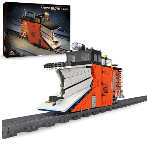 JVAVNE Technik Eisenbahn Bausteine, 945 Teile Schneeschaufel Eisenbahn Klemmbausteine, STEM City Baufahrzeug Modell Bausatz Spielzeug, Geschenk für Erwachsene und Kinder von JVAVNE