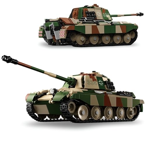 JVAVNE Technik Königstiger Panzer Bausteine, WW2 Militär Panzer Klemmbausteine, Militär Gepanzertes Fahrzeug Bausteine Modell Spielzeug, Geschenke für Erwachsene und Militärfans, 853 Teile JVAVNE Technik Königstiger Panzer Bausteine, WW2 Militär Panzer Klemmbausteine, Militär Gepanzertes Fahrzeug Bausteine Modell Spielzeug, Geschenke für Erwachsene und Militärfans, 853 Teile von JVAVNE