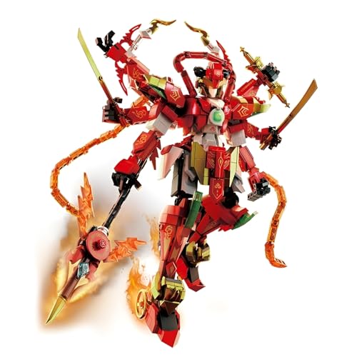 JVAVNE Technik Mech Bausteine Spielzeug, 906 Teile Nezha Mecha Klemmbausteine, Mecha Krieger Baustein Sammelset, Geschenke für Erwachsene und Kinder, Kompatibel mit Großen Marken von JVAVNE