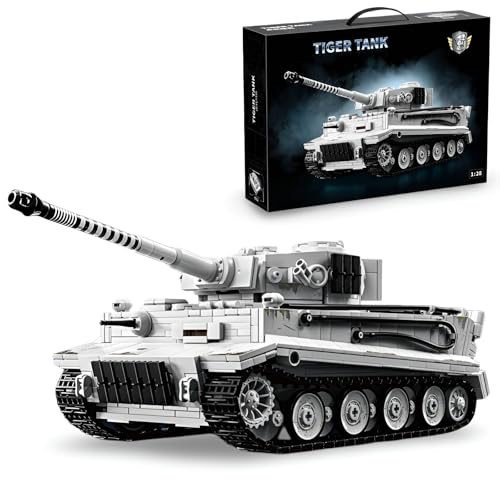 JVAVNE Technik Panzer Bausteine, 1628 Teile Tiger Panzer No.S04 Klemmbausteine, WW2 Militär Gepanzertes Fahrzeug Modell Spielzeug, Geschenke für Erwachsene und Militärfans von JVAVNE
