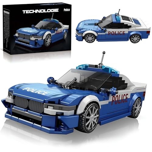 JVAVNE Technik Polizeiwagen Bausteine Bausatz, Polizeiwagen Klemmbausteine, Speed Champions Superfahrzeug Modell Spielzeug, Geschenk für Kinder und Erwachsene, 313 Teile von JVAVNE