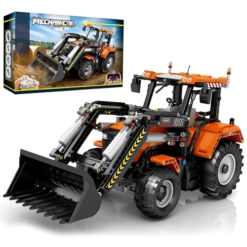 JVAVNE Technik Verladetraktor Bausteine, 1496 Teile Architektur Modell Bausatz mit Fernbedienung, STEM Technik Klemmbausteine Spielzeug, Geschenk für Erwachsene und Jugendliche von JVAVNE
