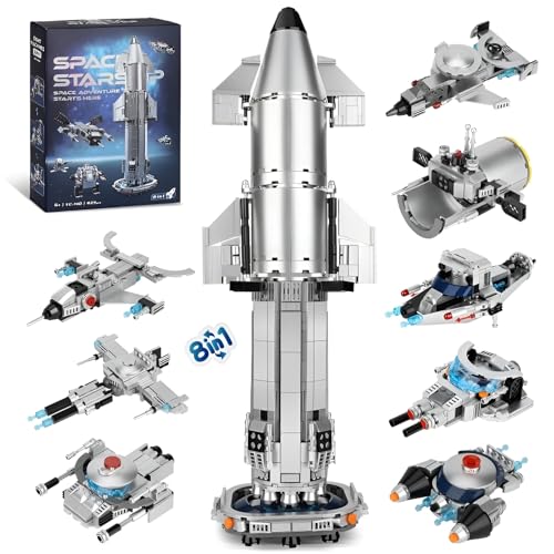 JVAVNE Technik Weltraumrakete Bausteine Spielzeug, 3 in 1 Raumschiff Raketen Bausteine, 933 Teile Kreatives Weltraumrakete Klemmbausteine, Geschenk für Weltraumliebhaber von JVAVNE