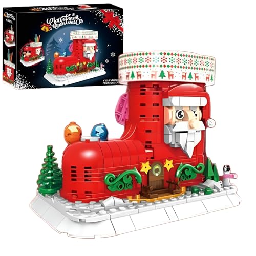 JVAVNE Weihnachts Bausteine, 396 Teile Weihnachtsmann Socken Klemmbausteine, Weihnachts Bauspielzeug, Festival Architektur Bausatz Modell, Geschenk für Erwachsene und Kinder von JVAVNE