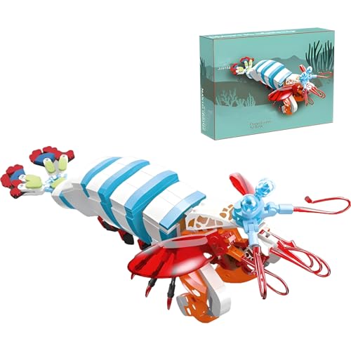 Meeres Tiere Bausteine Bausatz, 429 Teile Fangschreckenkrebs Klemmbausteine Set, Tiere Modell Bausatz Spielzeug, Geschenk für Erwachsene Jungen und Mädchen von JVAVNE
