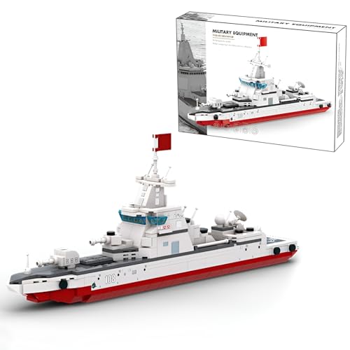 Militärisches Schlachtschiff Bausteine, 362 Teile Zerstörer Klemmbausteine, Schlachtschiff Modell Bismarck Klasse Bausatz Spielzeug, Geschenk für Jungen und Erwachsene von JVAVNE