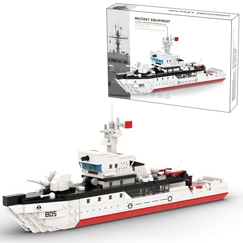 Militärisches Schlachtschiff Bausteine, 380 Teile Minensuchboot Klemmbausteine, Schlachtschiff Modell Bismarck Klasse Bausatz Spielzeug, Geschenk für Jungen und Erwachsene von JVAVNE