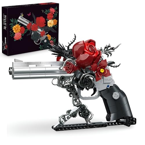 Rosen Revolver Bausteine, 631 Teile Rose Blumenstrauß Pistole Klemmbausteine, DIY Gotischer Rosenstrauß Pistole Bauspielzeug Modell, Geschenk für Erwachsene und Kinder Rosen Revolver Bausteine, 631 Teile Rose Blumenstrauß Pistole Klemmbausteine, DIY Gotischer Rosenstrauß Pistole Bauspielzeug Modell, Geschenk für Erwachsene und Kinder von JVAVNE