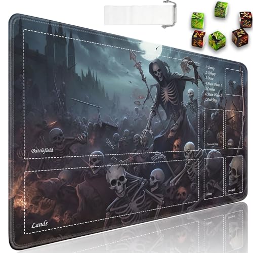 TCG Playmat, Ultra Pro Playmat mit Zonen, 61 x 35,6 cm, rutschfestes Gummi für MTG-Spielmatte mit Kordelzug, Reisetasche und 6 Würfel, Armee der Skelette für MTG-Matte, Kartenspiel-Spielmatten TCG Playmat, Ultra Pro Playmat mit Zonen, 61 x 35,6 cm, rutschfestes Gummi für MTG-Spielmatte mit Kordelzug, Reisetasche und 6 Würfel, Armee der Skelette für MTG-Matte, Kartenspiel-Spielmatten von JVGFYNKL