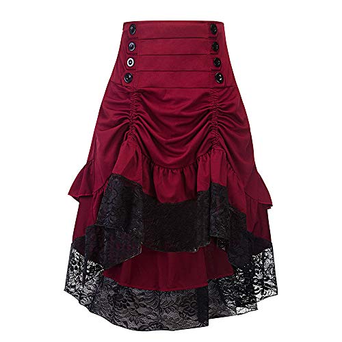 Gothic Kleidung Damen Mittelalter Rock Piratenkostüm Set Kleid Mit Piraten Korsett Faschingskostüm Für Halloween Karneval Steampunk Rocke Vintage Röcke Viktorianisches Renaissance Piratenrock von JVHYANFUL