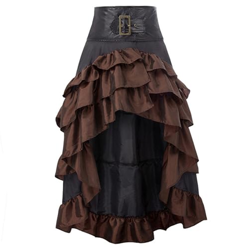 Gothic Kleidung Damen Mittelalter Rock Piratenkostüm Set Kleid Mit Piraten Korsett Faschingskostüm Für Halloween Karneval Steampunk Rocke Vintage Röcke Viktorianisches Renaissance Piratenrock von JVHYANFUL