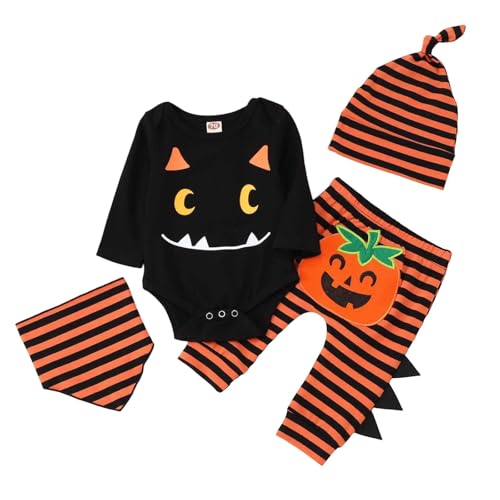 JVHYANFUL Kinder Halloween Kürbis Kostüm Kapuzenanzug mit Fußstulpen - Langarm Overall & Gestreifte Strumpfhose, Karnevalskostüm Pumpkin Strampler für Babys Mädchen Jungen Partys und Herbstfest JVHYANFUL Kinder Halloween Kürbis Kostüm Kapuzenanzug mit Fußstulpen - Langarm Overall & Gestreifte Strumpfhose, Karnevalskostüm Pumpkin Strampler für Babys Mädchen Jungen Partys und Herbstfest von JVHYANFUL