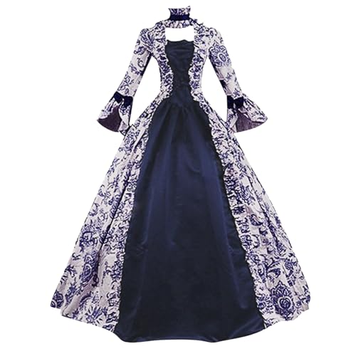 JVHYANFUL Retro Mitteralterlich Kleid Gotisch Palast Damen Trompetenärmel Party Renaissance Kostüm halloween damenmittelalter kleidung damenhalloween kostümgothic kleidhexenkostüm von JVHYANFUL