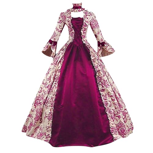 JVHYANFUL Retro Mitteralterlich Kleid Gotisch Palast Damen Trompetenärmel Party Renaissance Kostüm halloween damenmittelalter kleidung damenhalloween kostümgothic kleidhexenkostüm von JVHYANFUL