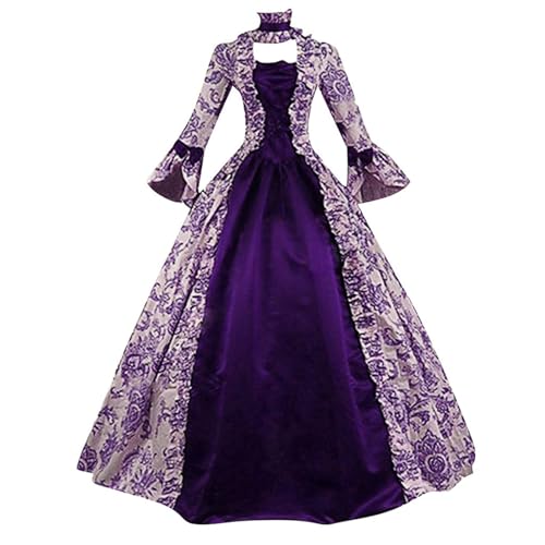 JVHYANFUL Retro Mitteralterlich Kleid Gotisch Palast Damen Trompetenärmel Party Renaissance Kostüm halloween damenmittelalter kleidung damenhalloween kostümgothic kleidhexenkostüm von JVHYANFUL