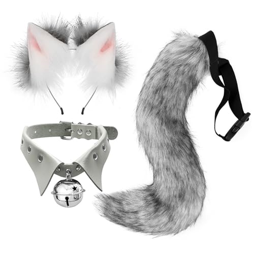 Kunstpelz Fuchs Maske Wolf Katze flauschiger Schwanz und Leder Halskette Set Halloween Party Cosplay Kostüm Accessoire Fuchsschwanz Plüsch Flauschige Pfotenhandschuhe Weihnachten für Mädchen Frauen Kunstpelz Fuchs Maske Wolf Katze flauschiger Schwanz und Leder Halskette Set Halloween Party Cosplay Kostüm Accessoire Fuchsschwanz Plüsch Flauschige Pfotenhandschuhe Weihnachten für Mädchen Frauen von JVHYANFUL