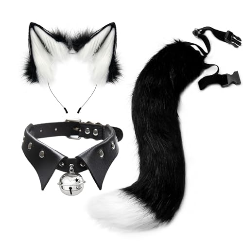 Kunstpelz Fuchs Maske Wolf Katze flauschiger Schwanz und Leder Halskette Set Halloween Party Cosplay Kostüm Accessoire Fuchsschwanz Plüsch Flauschige Pfotenhandschuhe Weihnachten für Mädchen Frauen Kunstpelz Fuchs Maske Wolf Katze flauschiger Schwanz und Leder Halskette Set Halloween Party Cosplay Kostüm Accessoire Fuchsschwanz Plüsch Flauschige Pfotenhandschuhe Weihnachten für Mädchen Frauen von JVHYANFUL