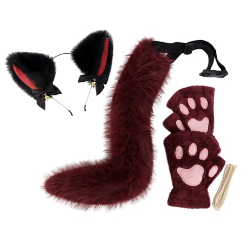 Kunstpelz Fuchs Maske Wolf Katze flauschiger Schwanz und Leder Halskette Set Halloween Party Cosplay Kostüm Accessoire Fuchsschwanz Plüsch Flauschige Pfotenhandschuhe Weihnachten für Mädchen Frauen Kunstpelz Fuchs Maske Wolf Katze flauschiger Schwanz und Leder Halskette Set Halloween Party Cosplay Kostüm Accessoire Fuchsschwanz Plüsch Flauschige Pfotenhandschuhe Weihnachten für Mädchen Frauen von JVHYANFUL
