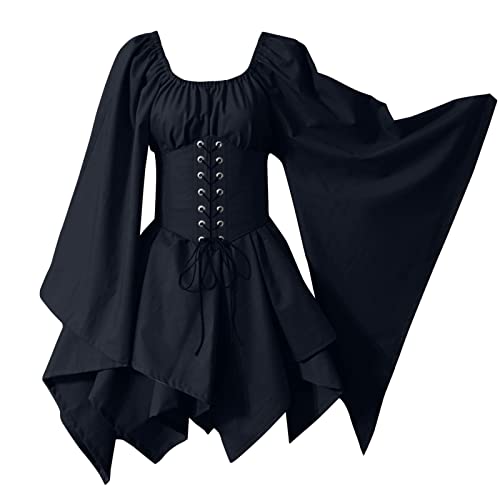 Trompetenärmel Mittelalter Kleid Damen Gothic Kleidung Traditionelles Irisches Steampunk Dress Renaissance Cosplay Elfen Kostüm für Halloween Karneval Viktorianisches Wikinger Piratin Kostum Trompetenärmel Mittelalter Kleid Damen Gothic Kleidung Traditionelles Irisches Steampunk Dress Renaissance Cosplay Elfen Kostüm für Halloween Karneval Viktorianisches Wikinger Piratin Kostum von JVHYANFUL