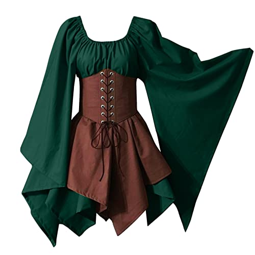 Trompetenärmel Mittelalter Kleid Damen Gothic Kleidung Traditionelles Irisches Steampunk Dress Renaissance Cosplay Elfen Kostüm für Halloween Karneval Viktorianisches Wikinger Piratin Kostum Trompetenärmel Mittelalter Kleid Damen Gothic Kleidung Traditionelles Irisches Steampunk Dress Renaissance Cosplay Elfen Kostüm für Halloween Karneval Viktorianisches Wikinger Piratin Kostum von JVHYANFUL