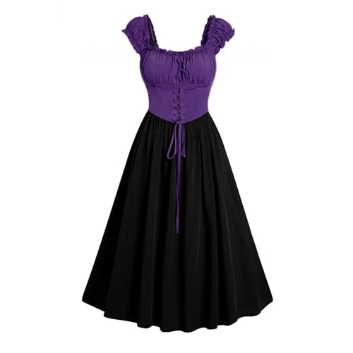 Renaissance Kostüm Frauen Mittelalterliches Kleid mit Trompetenärmel Gothic Damen Mittelalter Kleidung für Halloween Karneval damenmittelalter damengothic damenhalloween kostümgothic kleidhexenkostüm von JVHYANFUL