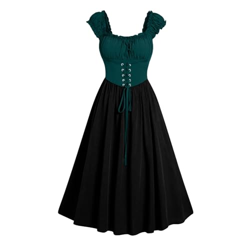 Renaissance Kostüm Frauen Mittelalterliches Kleid mit Trompetenärmel Gothic Damen Mittelalter Kleidung für Halloween Karneval damenmittelalter damengothic damenhalloween kostümgothic kleidhexenkostüm von JVHYANFUL
