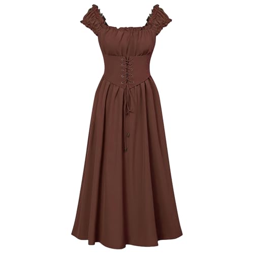 Renaissance Kostüm Frauen Mittelalterliches Kleid mit Trompetenärmel Gothic Damen Mittelalter Kleidung für Halloween Karneval damenmittelalter damengothic damenhalloween kostümgothic kleidhexenkostüm von JVHYANFUL