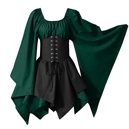 Trompetenärmel Mittelalter Kleid Damen Gothic Kleidung Traditionelles Irisches Steampunk Dress Renaissance Cosplay Elfen Kostüm für Halloween Karneval Viktorianisches Wikinger Piratin Kostum Trompetenärmel Mittelalter Kleid Damen Gothic Kleidung Traditionelles Irisches Steampunk Dress Renaissance Cosplay Elfen Kostüm für Halloween Karneval Viktorianisches Wikinger Piratin Kostum von JVHYANFUL