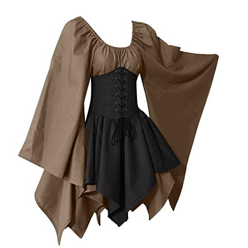 Trompetenärmel Mittelalter Kleid Damen Gothic Kleidung Traditionelles Irisches Steampunk Dress Renaissance Cosplay Elfen Kostüm für Halloween Karneval Viktorianisches Wikinger Piratin Kostum Trompetenärmel Mittelalter Kleid Damen Gothic Kleidung Traditionelles Irisches Steampunk Dress Renaissance Cosplay Elfen Kostüm für Halloween Karneval Viktorianisches Wikinger Piratin Kostum von JVHYANFUL