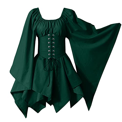 Trompetenärmel Mittelalter Kleid Damen Gothic Kleidung Traditionelles Irisches Steampunk Dress Renaissance Cosplay Elfen Kostüm für Halloween Karneval Viktorianisches Wikinger Piratin Kostum Trompetenärmel Mittelalter Kleid Damen Gothic Kleidung Traditionelles Irisches Steampunk Dress Renaissance Cosplay Elfen Kostüm für Halloween Karneval Viktorianisches Wikinger Piratin Kostum von JVHYANFUL